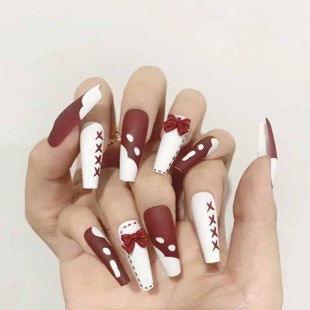 Fake nails with designs coffin artificial nails tips overhead with glue press on nail false nails set nail art tools Accessories