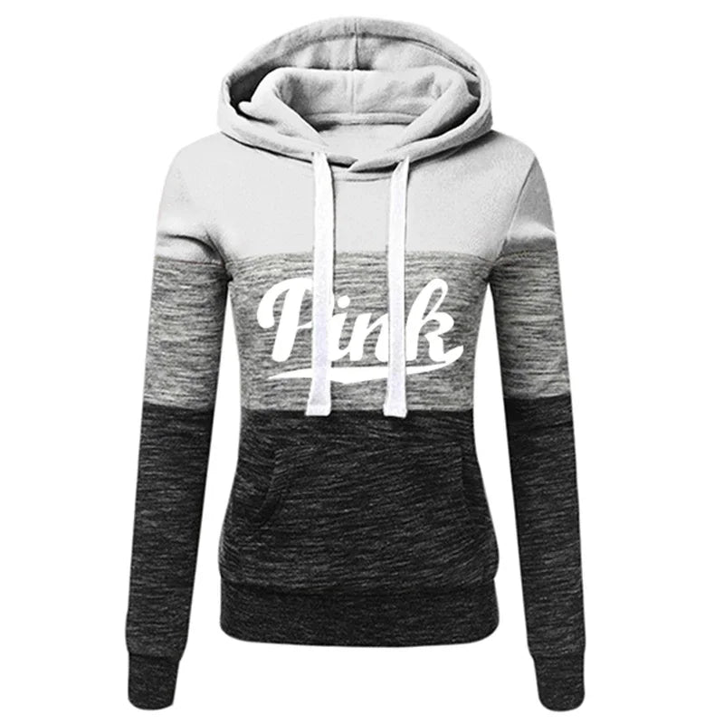 Hot Sales Womens Tracksuit Print ColorBlock Hooded Sweatshirts Fashion Trend Versatile Pullover Street Warm Casual Clothing