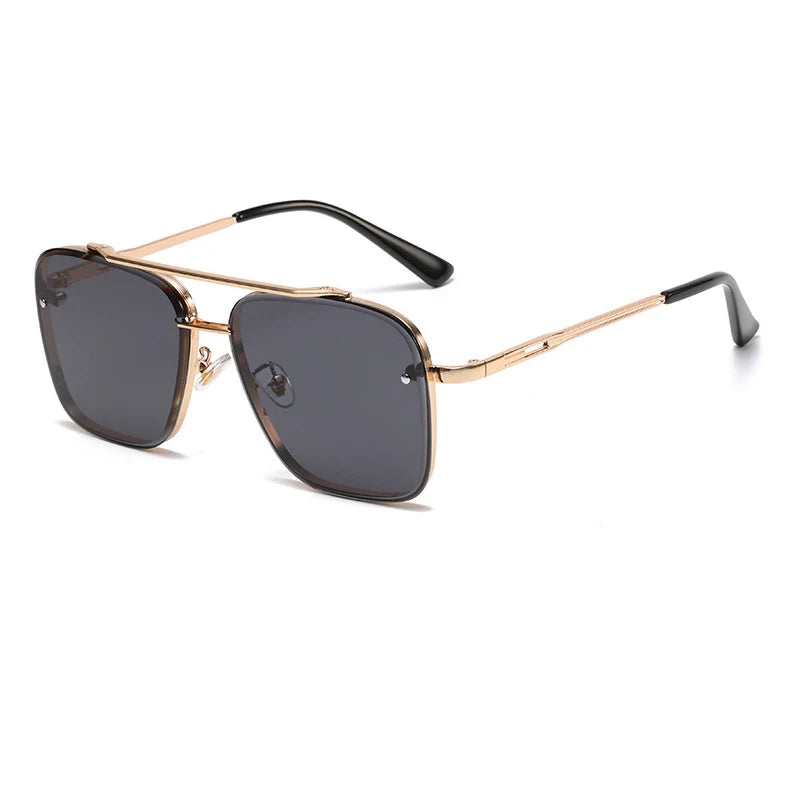 Gradient Color Sunglasses Men's Large Metal Frame SunglassesWomen