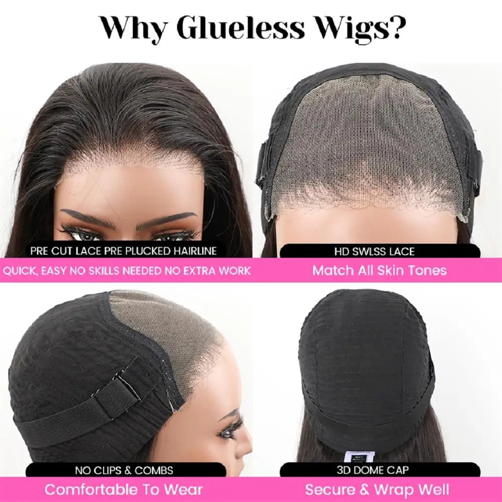 Glueless Kinky Straight Human Hair Wigs 4X4 Bob
