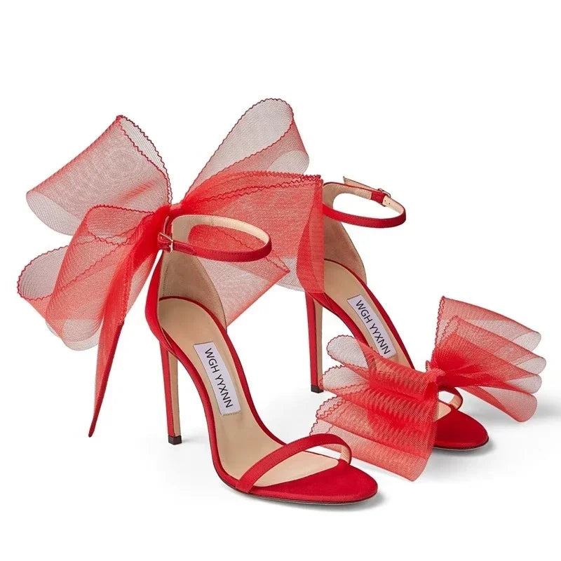 2025 new wedding high heels lace bow asymmetrical design big brand women's shoes comfortable sexy black high heels