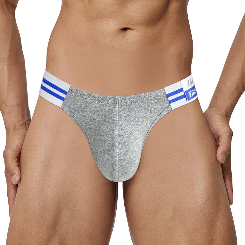 Men Cotton Underwear Blue Striped Belt Mens Briefs Sexy Bikini Underpants for Men Sports Fitness