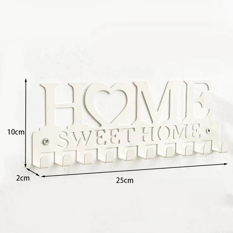 1pc Wall Mounted Decor Black Metal Key Holder Hooks