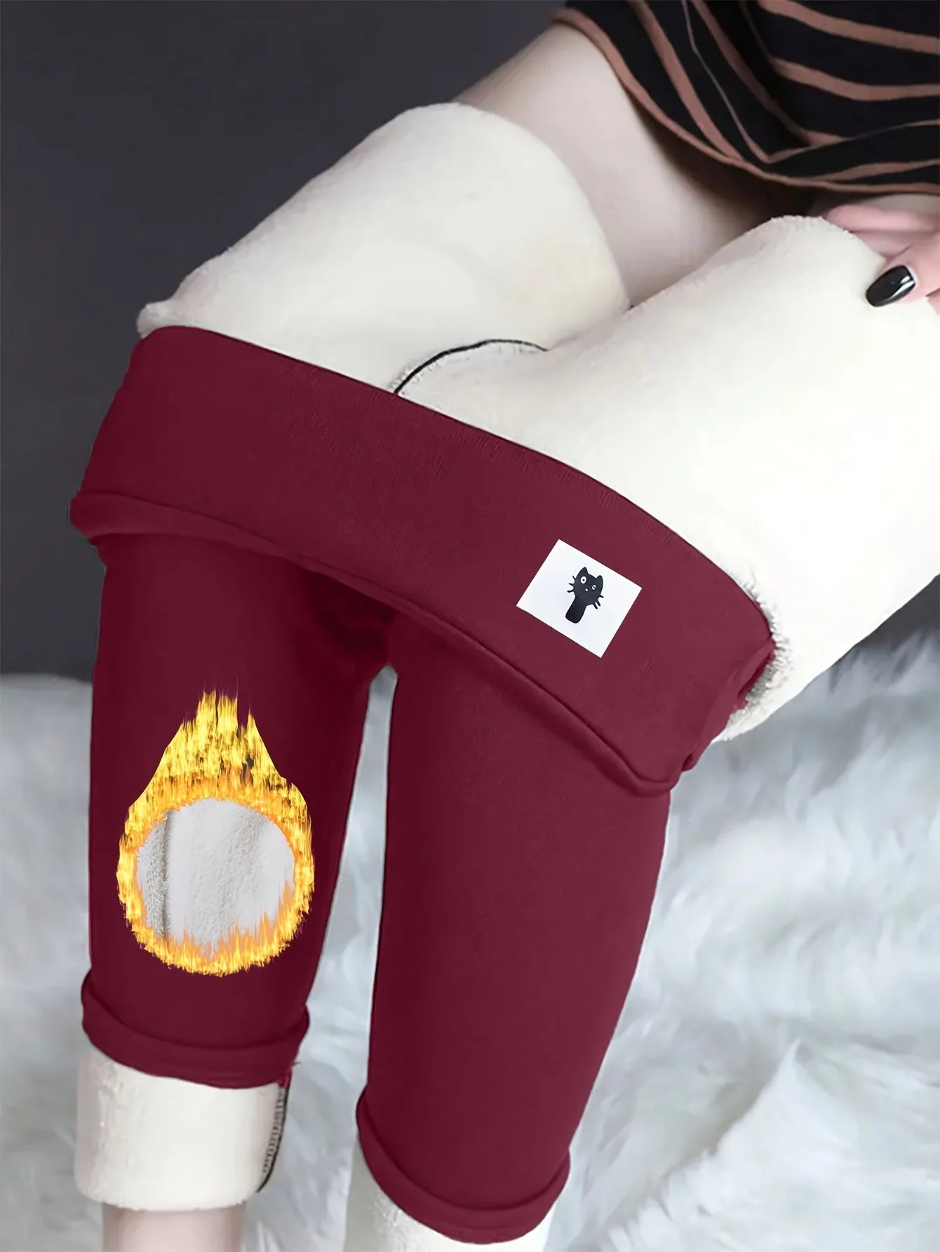 Women's Thickened Fleece Lined Smooth Panel Tights Yoga Pants