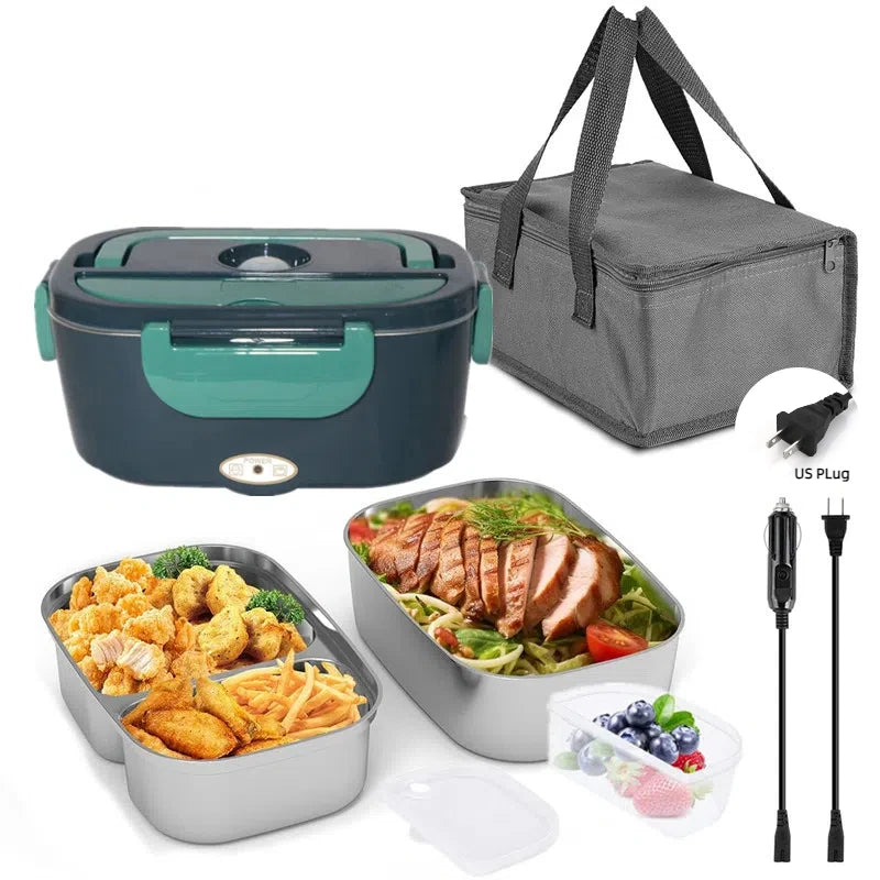 HOMEFISH 1.5 L 60W Electric Lunch Box Food Warmer Portable Food Heater for Car Or Home - Leak Proof 304 Stainless Steel Liner