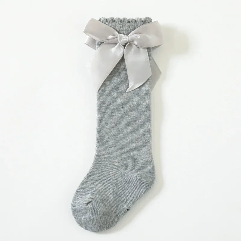 Spring Autumn Children Baby Girls Boys Cotton Knee High Socks Big Bow Home Sport Long Socks Kids Toddler Floor Stockings