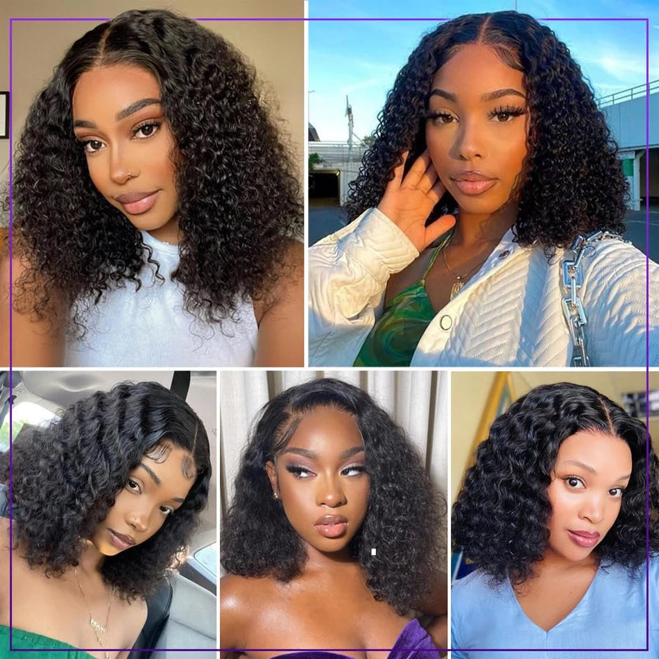 Glueless 100% Human Wigs Water Wave Ready To Wear Short Bob