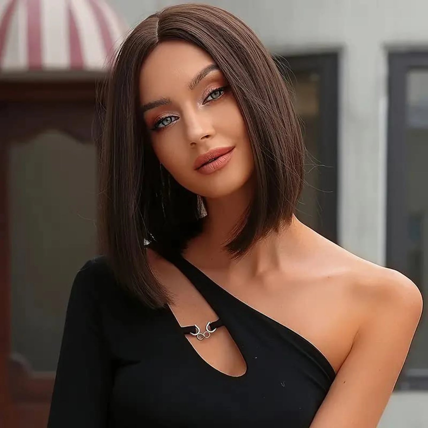 200% Density Human Hair Bob Wigs 13x4 Human Hair Lace Front Wig Chocolate Brown Brazilian Remy Straight Short Bob Wigs for Women