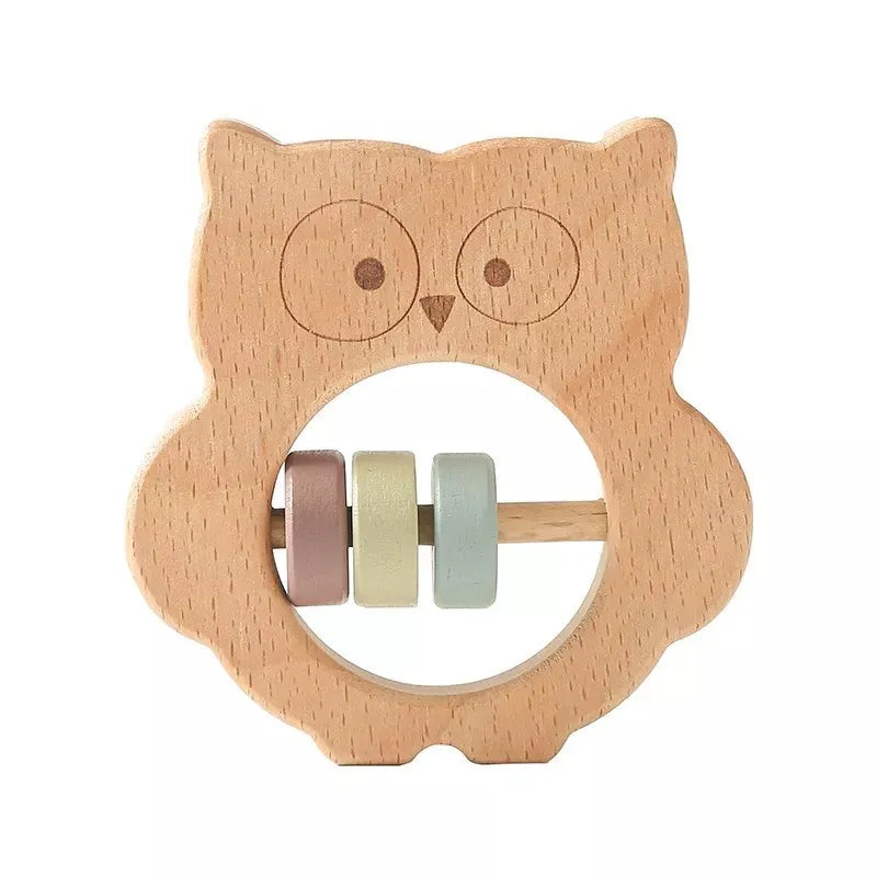 Baby Wooden Rattle Montessori Toy Hand Bell Hand-on Develop Ability Toy Baby 0 12 Months Animal Rotating Puzzle Educational Toy