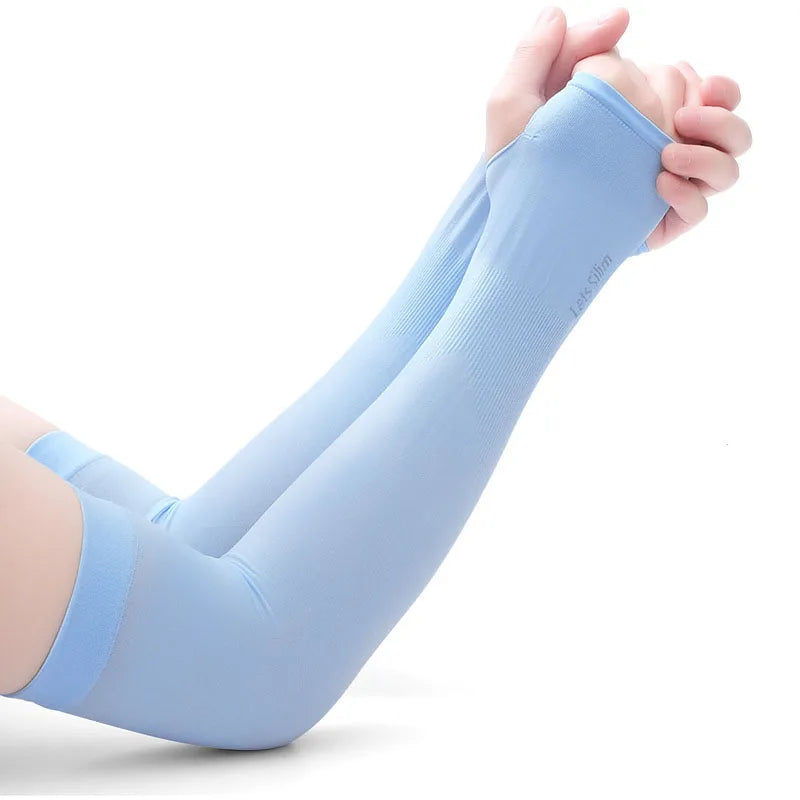 Men Women Long Half Finger Gloves Arm Sleeves Sun UV Protection Ice Cool Arm Cover for Cycling Fishing Running Climbing Sport