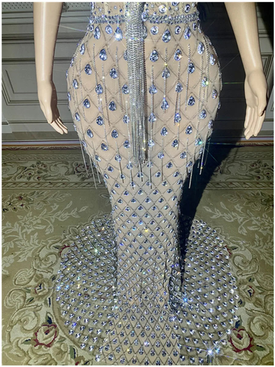 Luxury Beaded Rhinestone Tulle Cocktail Dresses