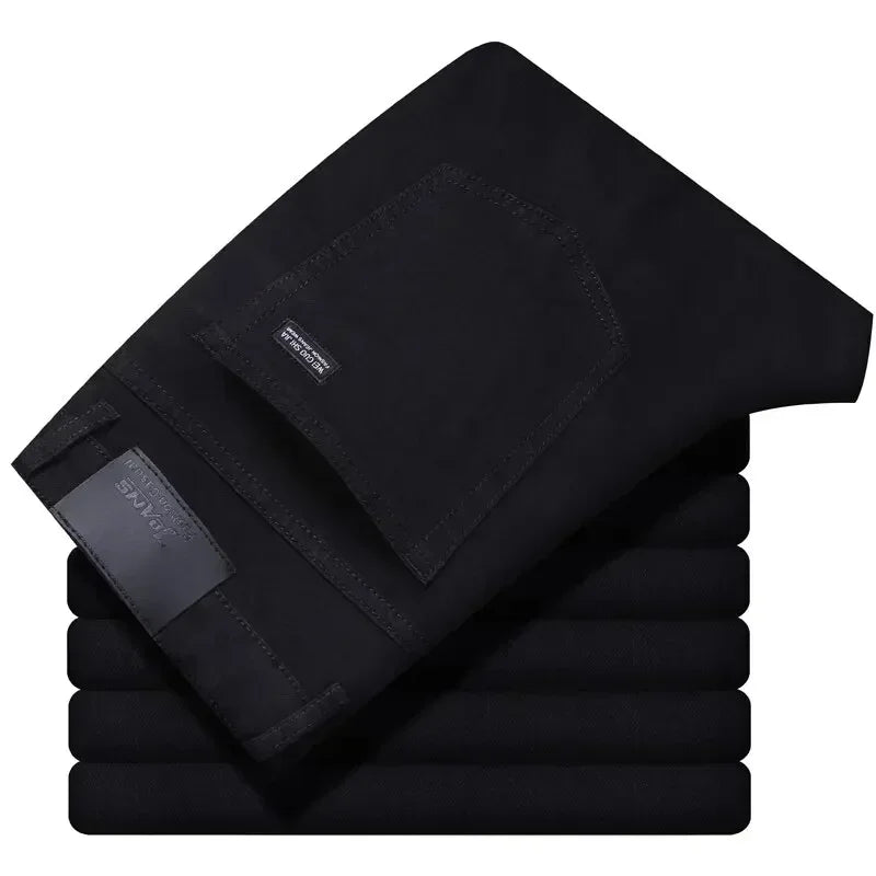 Jeans Trousers Four Season Men's High Quality Jeans Business Casual High Waist Denim Pants