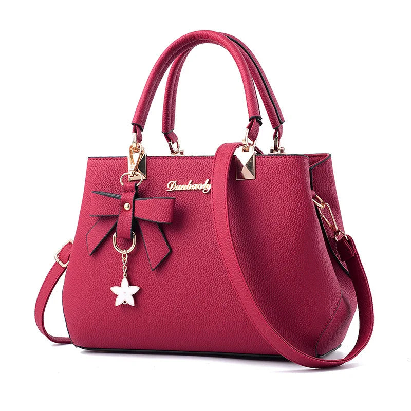 Elegant Bags with flower pendant Office Ladies Totes Pure Handbag for female Crossbody Shoulder Bags