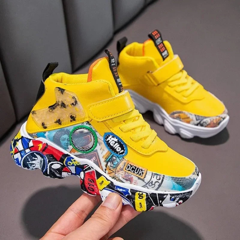Autumn Kid Sneakers Chunky Versatile Basketball Sneakers for Children Fashion Causal Non-slip