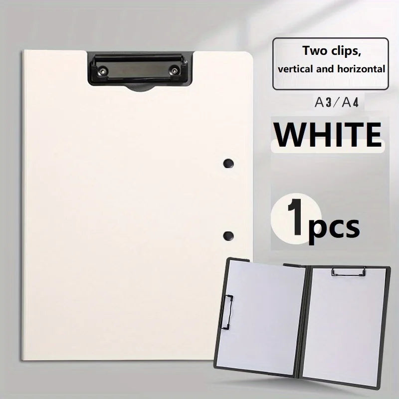 1pcs A4 Profile Clipboard Double Clip Clip Board 100 Sheets Office Documents Organizer Writing Pad Paper Storage A4 File Folders