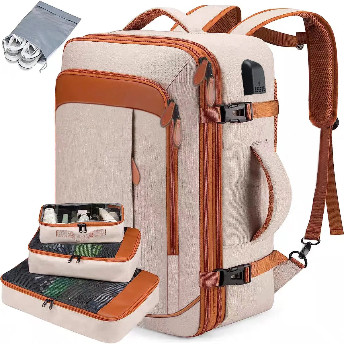 Large Capacity Travel Expandable Large Suitcase Backpacks With 4 Packing Cubes Water Resistant Luggage Daypack Backpack Mochila