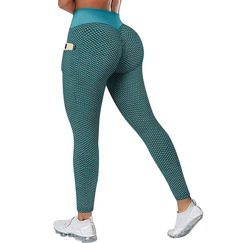 Casual Fitness Trousers High Waist Pocket Leggings Scrunch Butt