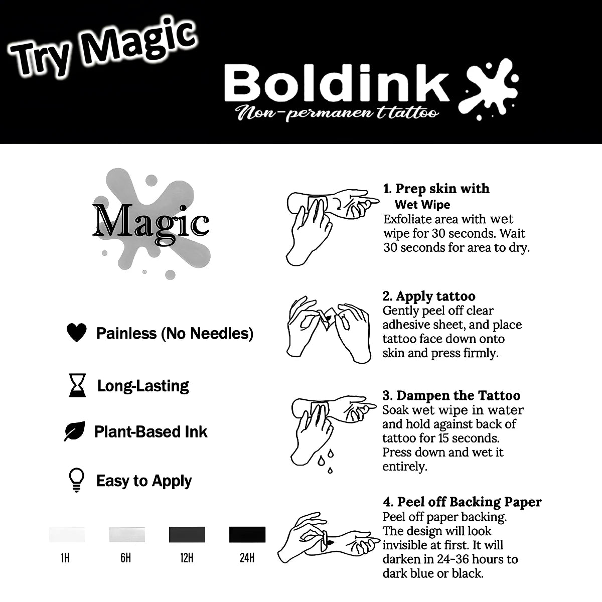 Bowknot Temporary Tattoo,Lasts To 15 Days New Technology Magic Waterproof Semi Permanent Sticker