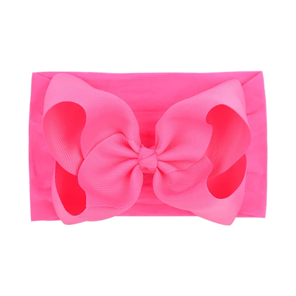 1PC Large Ribbon Bow Headband for Baby Girls Wide Nylon Turban Newborn Bow Headwrap Gift Super Soft Babe Hair Accessories