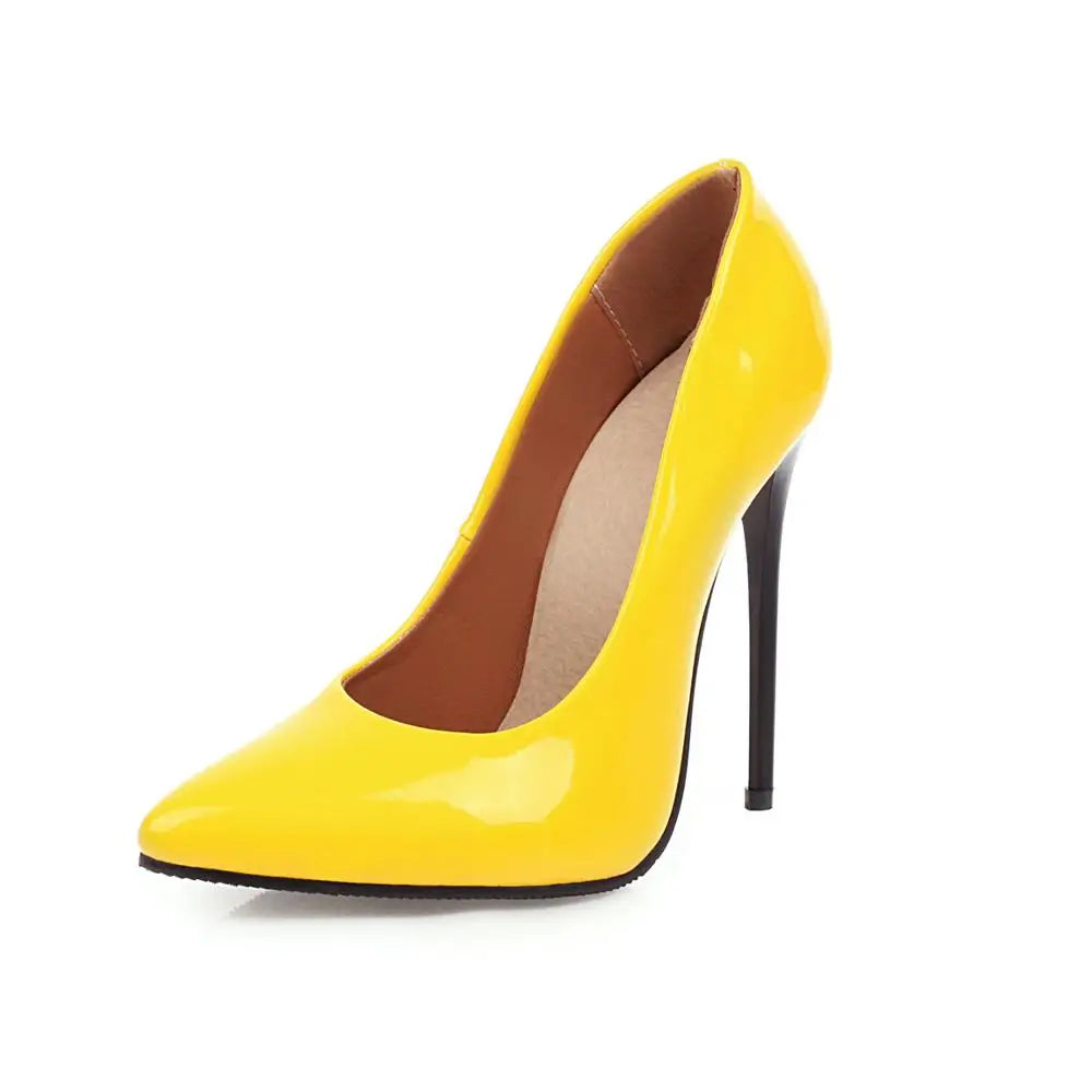 Elegant Thin High Heels Pumps Shoes White Green Red Yellow Black Women's Heeled Party Office Wedding Shoes Ladies Large Size 45