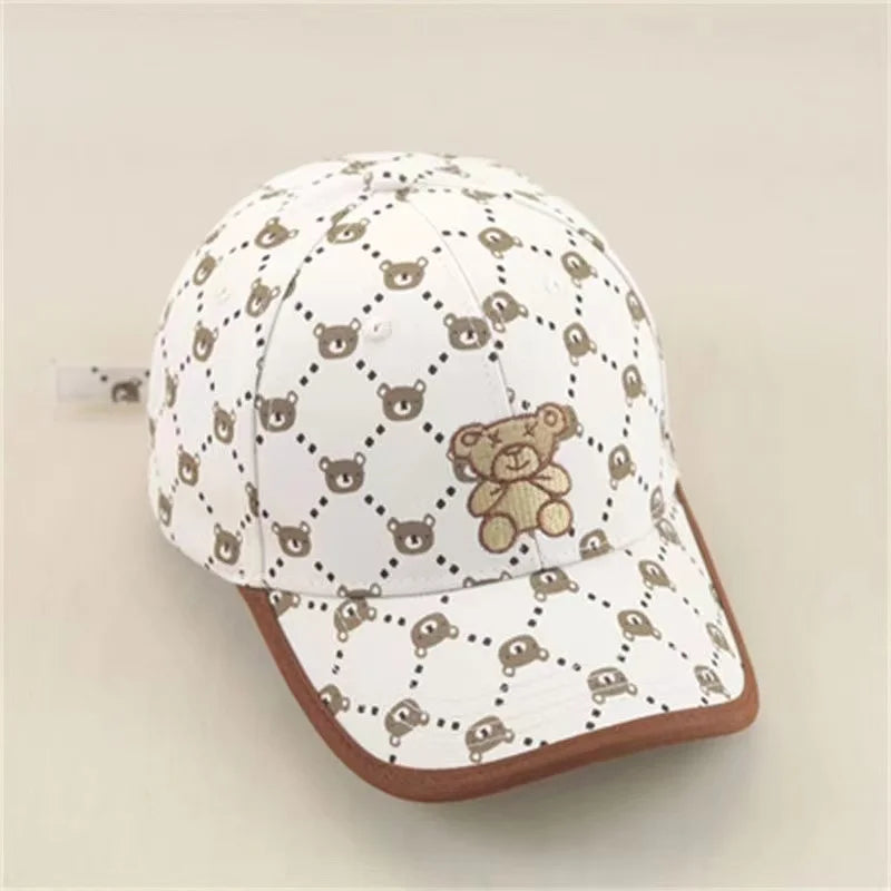 2 Style White Kahki New Fashion Baby Cartoon Hat Kids Cotton Baseball Cap Infant Toddler Adjustable Snapback Hat For Children