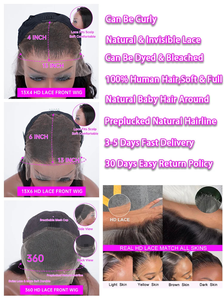 360 Brazilian Human Hair Pre Plucked Lace Frontal Wig