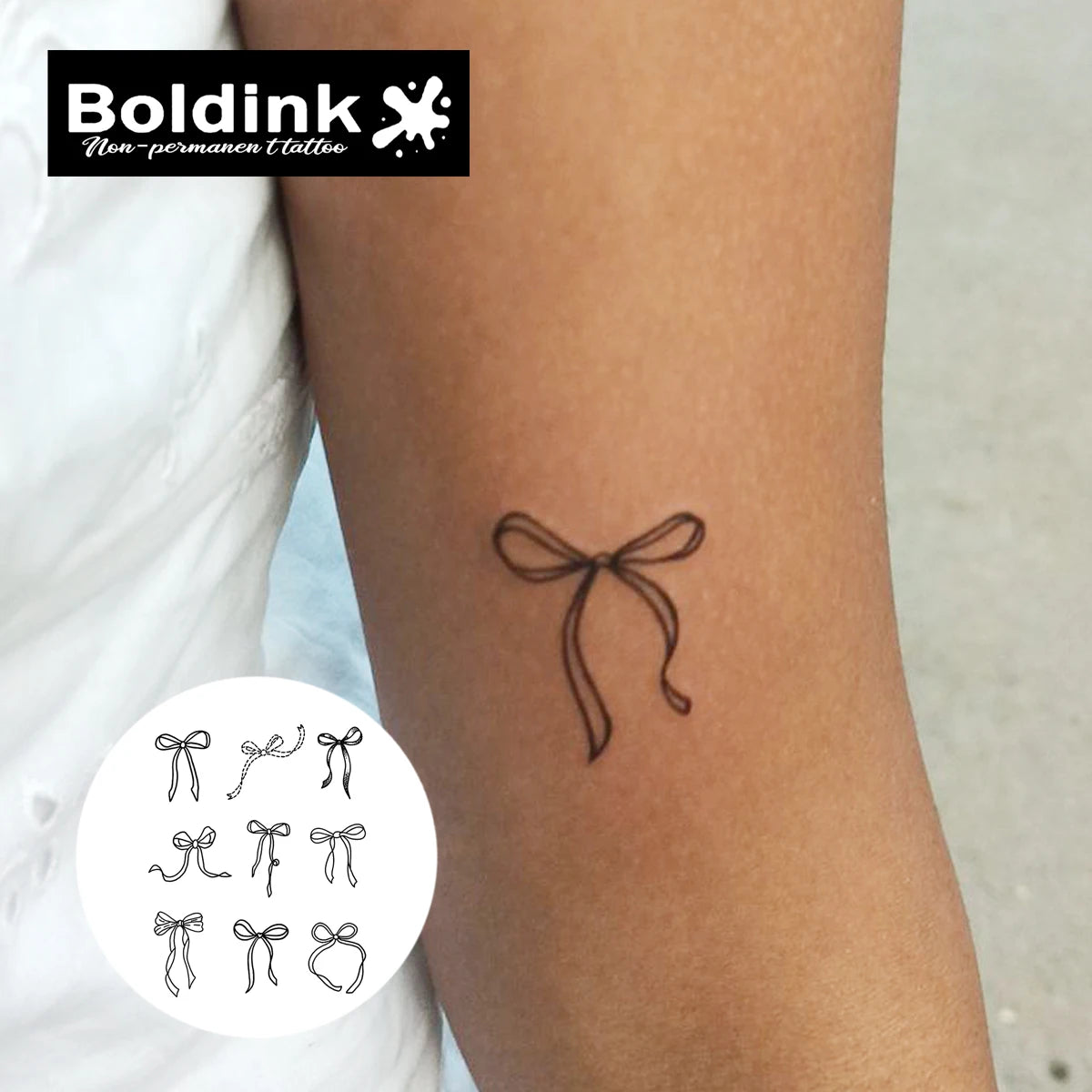 Bowknot Temporary Tattoo,Lasts To 15 Days New Technology Magic Waterproof Semi Permanent Sticker