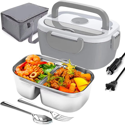 1.5 L 60W Electric Lunch Box Food Warmer Portable Food Heater for Car Or Home - Leak Proof 304 Stainless Steel Liner