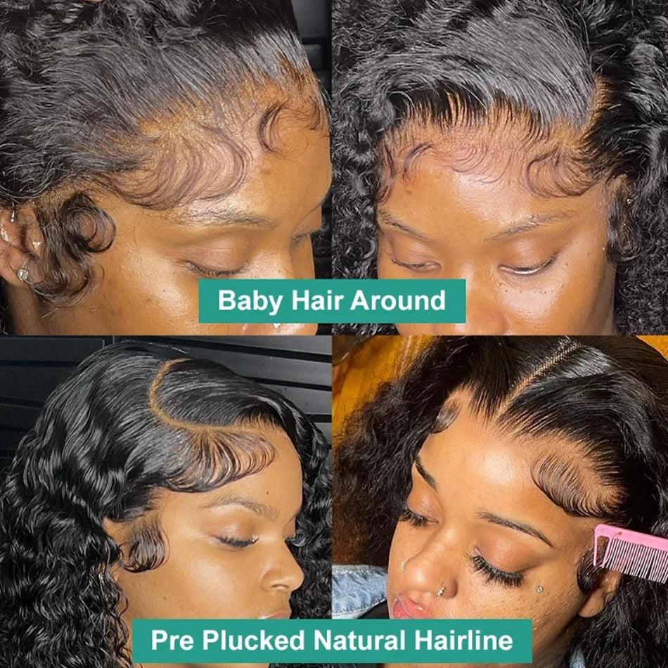 Glueless 100% Human Wigs Water Wave Ready To Wear Short Bob