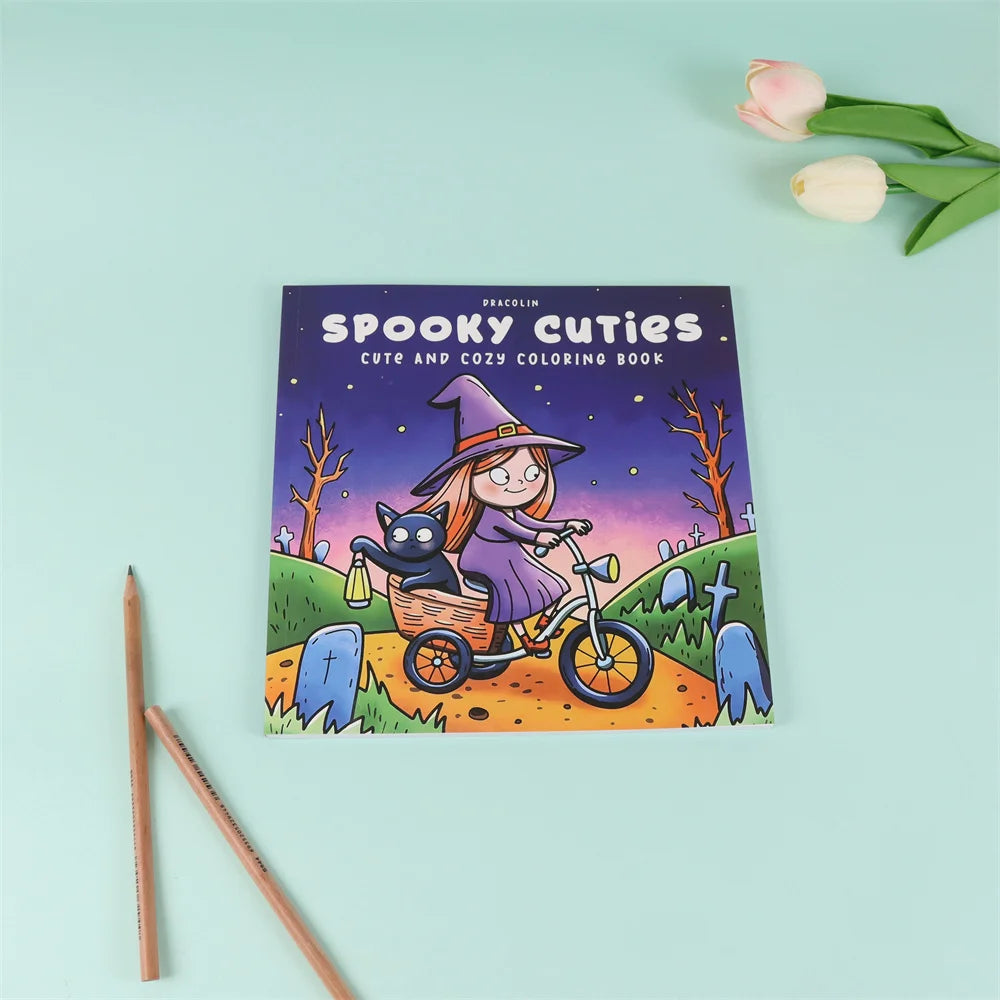 Spooky Cuties Simple Picture Books 40 Sheets Coloring Pages With Easy Large Print Home School Accessories For Teens Kids