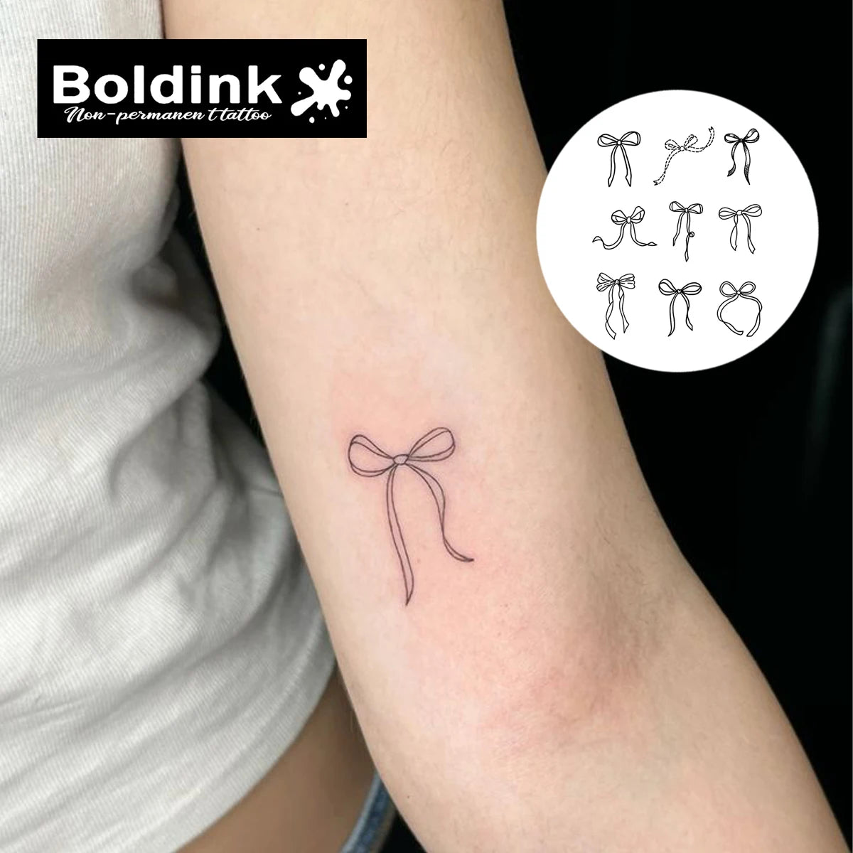 Bowknot Temporary Tattoo,Lasts To 15 Days New Technology Magic Waterproof Semi Permanent Sticker