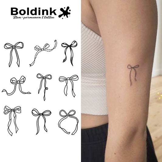 Bowknot Temporary Tattoo,Lasts To 15 Days New Technology Magic Waterproof Semi Permanent Sticker