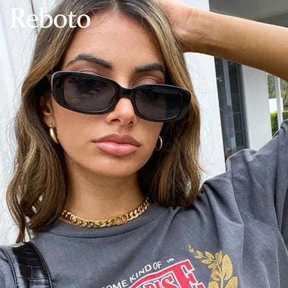 Classic White Rectangular Women's Sunglasses New Fashion Small Retro Brand Designer Square Sun Glasses Female Lady Eyeglass