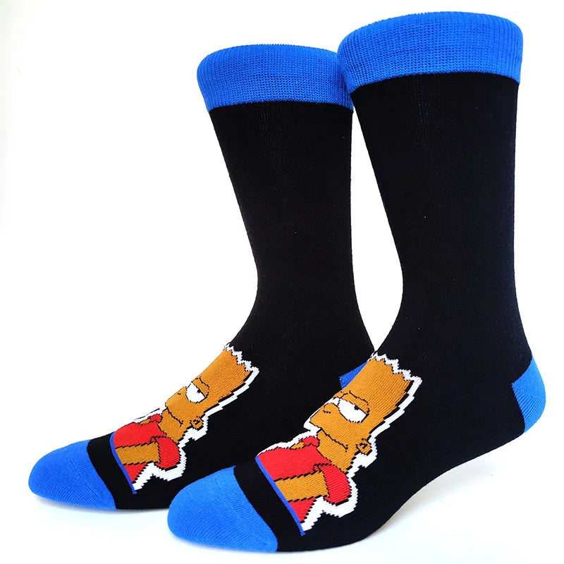 Simpsons Cartoon Anime Funny Socks Men Hip Hop Print Novelty Crazy Sokken Hip Hop Unisex Comfortable Skateboard Happy Meias