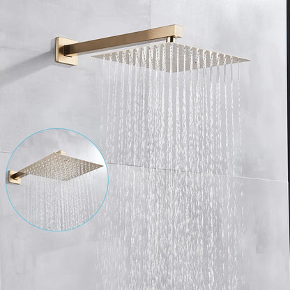 Wall Mounted Concealed Install Brushed Gold Shower Faucets Set Bathroom Shower System Shower Mixer Tap Rainfall
