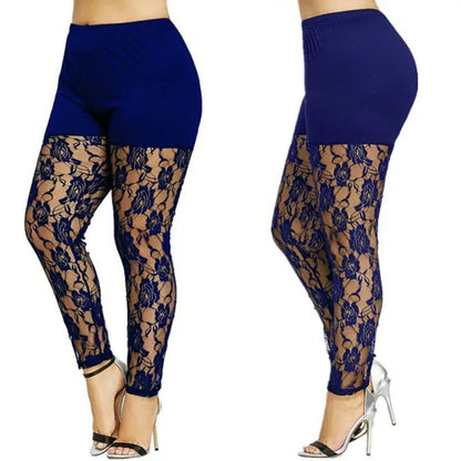 High Waist Pencil Pants Skinny Lace Hollow Out  Floral Tight Trouser