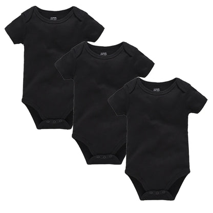 1/3Pcs Baby Boys Clothes 100%Cotton Solid Black Short Sleeve Blank Baby Bodysuits body bebe  Newborn Jumpsuit Plain 0-24 Months