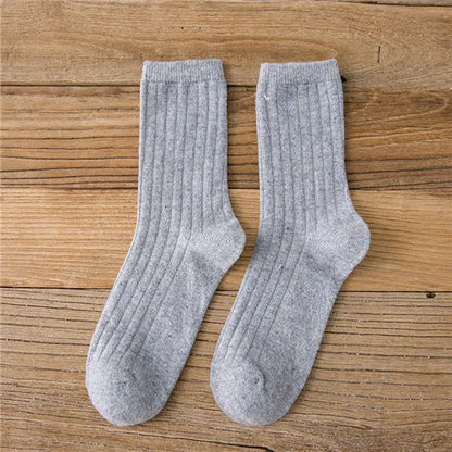 Thicken Warm Merino Wool Classic Solid Colors Rib Socks