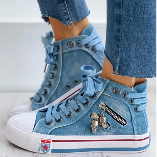 Canvas Chic High Top Denim Leisure Footwear
