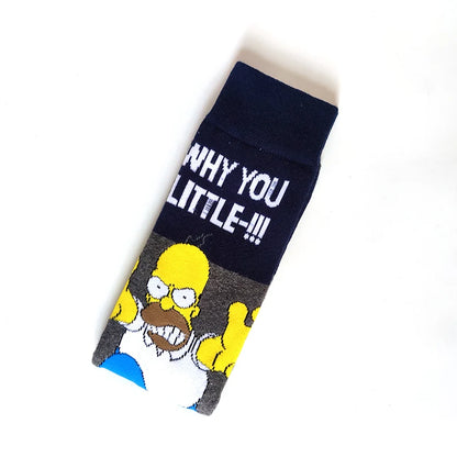 Simpsons Cartoon Anime Funny Socks Men Hip Hop Print Novelty Crazy Sokken Hip Hop Unisex Comfortable Skateboard Happy Meias