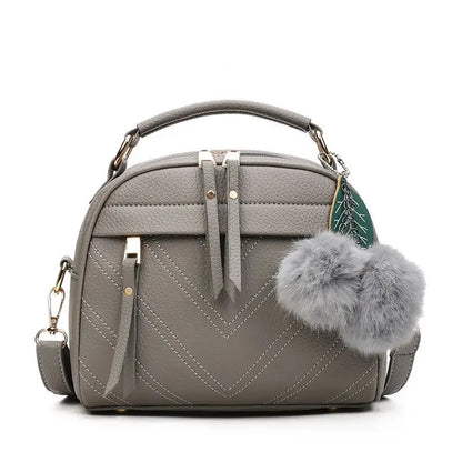 PU Leather Small Handbag For Women Girl Fashion Tassel Messenger Bags With Ball Female Shoulder Bags Ladies Party Crossby Bag