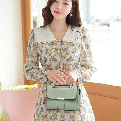 Women PU Leather Shoulder Bag Fashion Small Handle Bag Designer Crossbody Bag