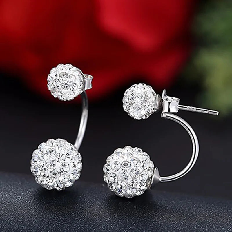 Shambhala Double Ball Design 925 Sterling Silver Ladies' Stud Earrings