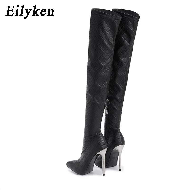 Sexy Over The Knee Boots Women Thin Heels Pointed Toe Zipper Thigh High Booties
