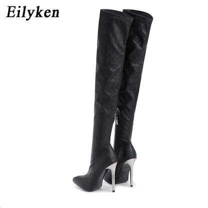 Sexy Over The Knee Boots Women Thin Heels Pointed Toe Zipper Thigh High Booties