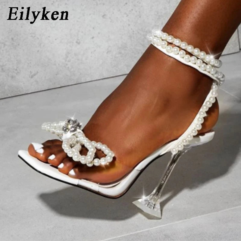 Eilyken New Women Sandals Sexy Perspex Crystal High Heels