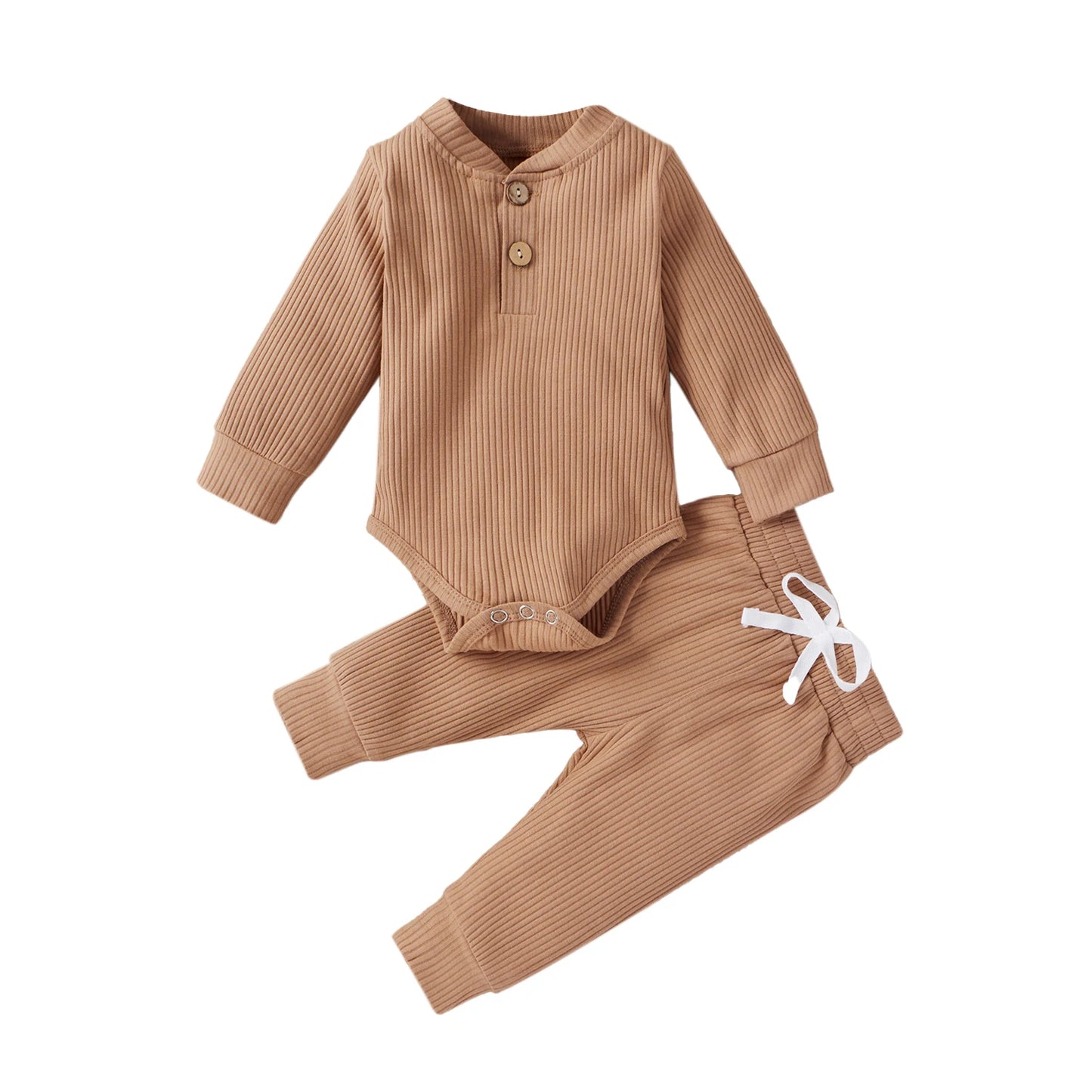 16 Colors Baby Solid Knit Sets Newborn Infant Girls Boys Fall Winter Long Sleeve Romper + Elastic Pants Toddler Outfit 0-24M