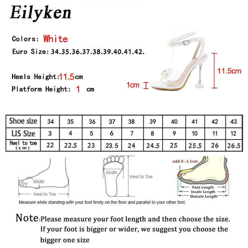 Eilyken New Women Sandals Sexy Perspex Crystal High Heels