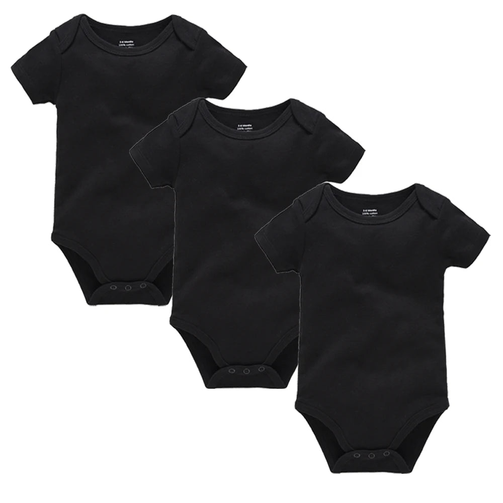 1/3Pcs Baby Boys Clothes 100%Cotton Solid Black Short Sleeve Blank Baby Bodysuits body bebe  Newborn Jumpsuit Plain 0-24 Months