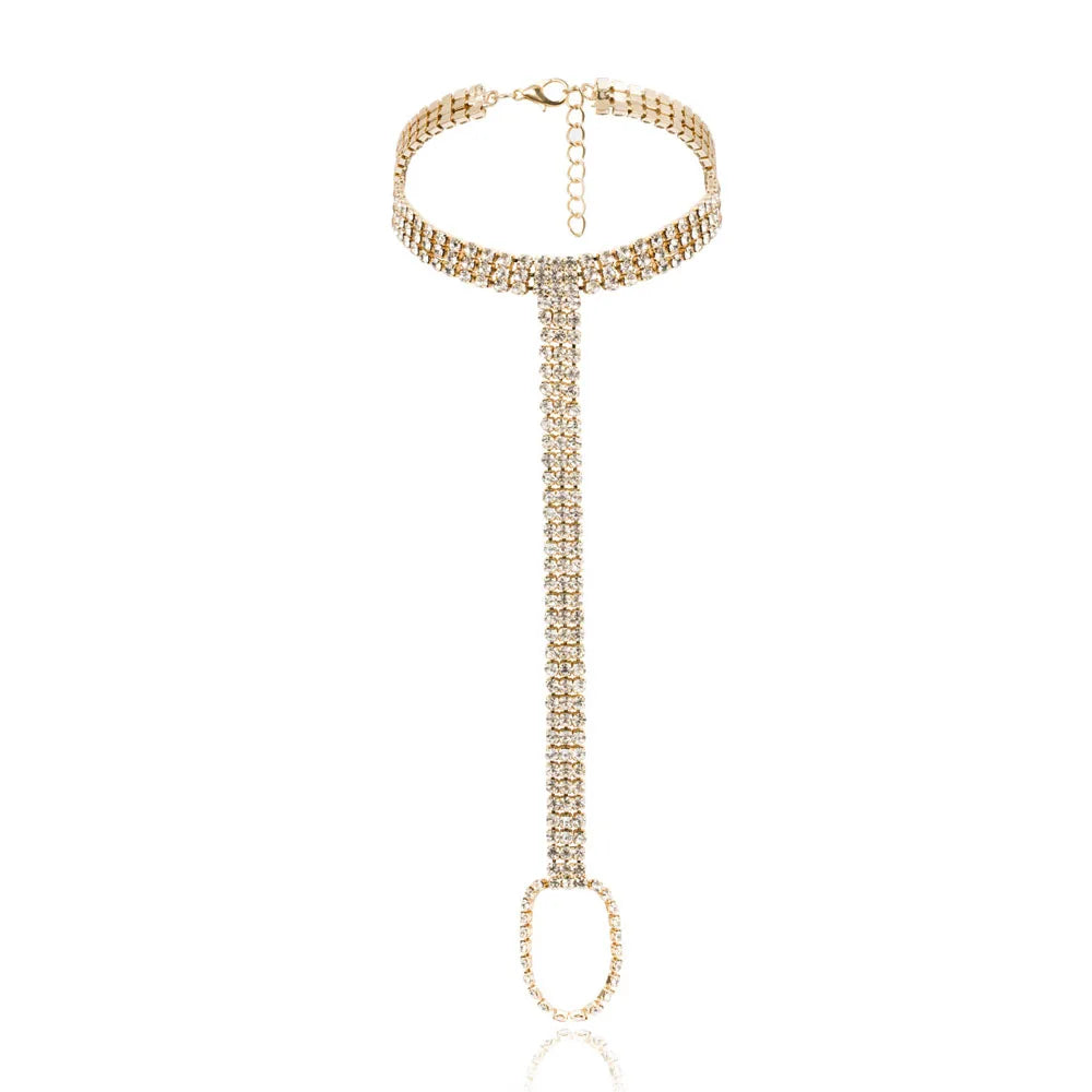 Stonefans Bridal Crystal Anklet Chain Foot Jewlery for Women Charm Rhinestone Multilayer Foot Chain Beach Anklet Toe Christmas